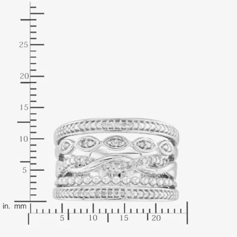 Limited Quantities! Womens 8MM 1/4 CT. T.W. Natural White Diamond Sterling Silver Band