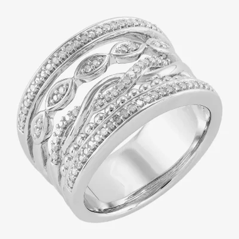 Limited Quantities! Womens 8MM 1/4 CT. T.W. Natural White Diamond Sterling Silver Band