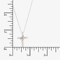 Limited Quantities! Womens Diamond Accent Natural White Diamond 14K Rose Gold Over Silver Sterling Silver Cross 18 Inch Pendant Necklace