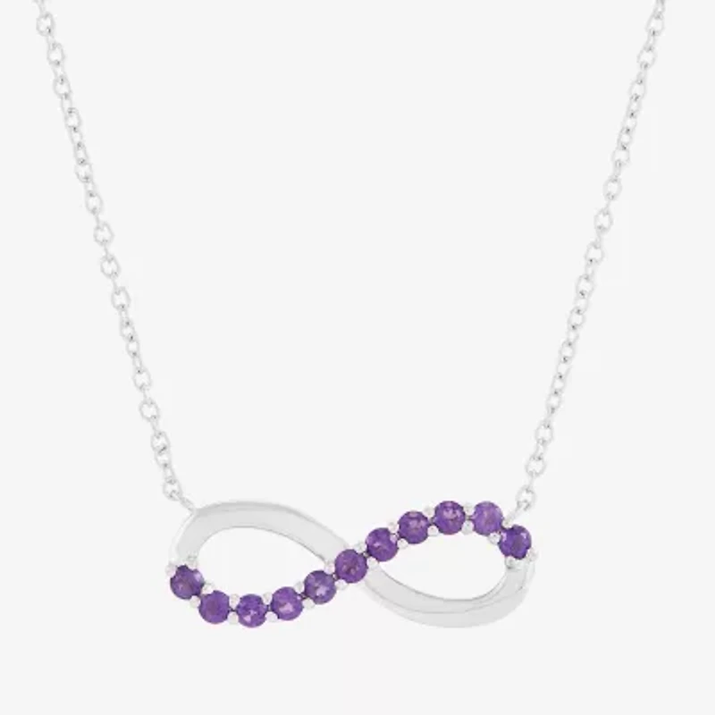 Limited Quantities! Womens Genuine Purple Amethyst Sterling Silver Infinity 18 Inch Pendant Necklace