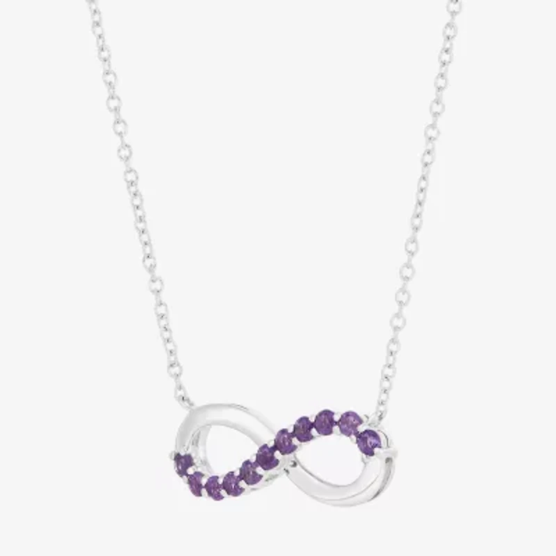 Limited Quantities! Womens Genuine Purple Amethyst Sterling Silver Infinity 18 Inch Pendant Necklace