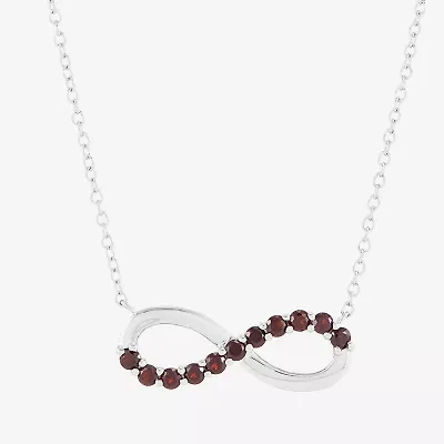 Limited Quantities! Womens Genuine Red Garnet Sterling Silver Infinity 18 Inch Pendant Necklace