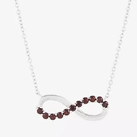 Limited Quantities! Womens Genuine Red Garnet Sterling Silver Infinity 18 Inch Pendant Necklace