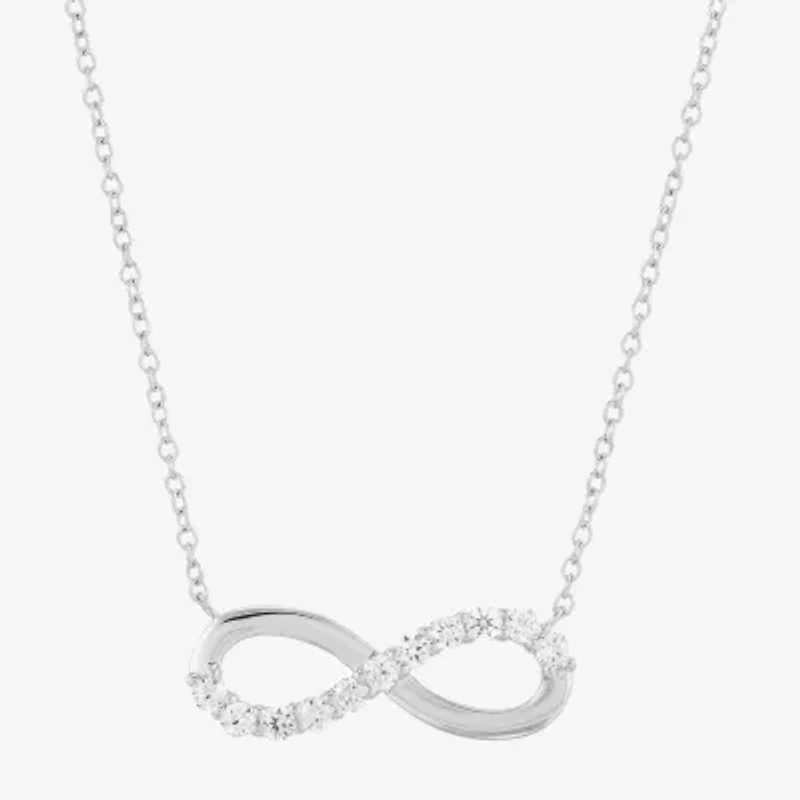 Limited Quantities! Womens Lab Created White Sapphire Sterling Silver Infinity 18 Inch Pendant Necklace