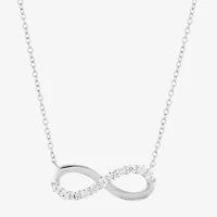 Limited Quantities! Womens Lab Created White Sapphire Sterling Silver Infinity 18 Inch Pendant Necklace