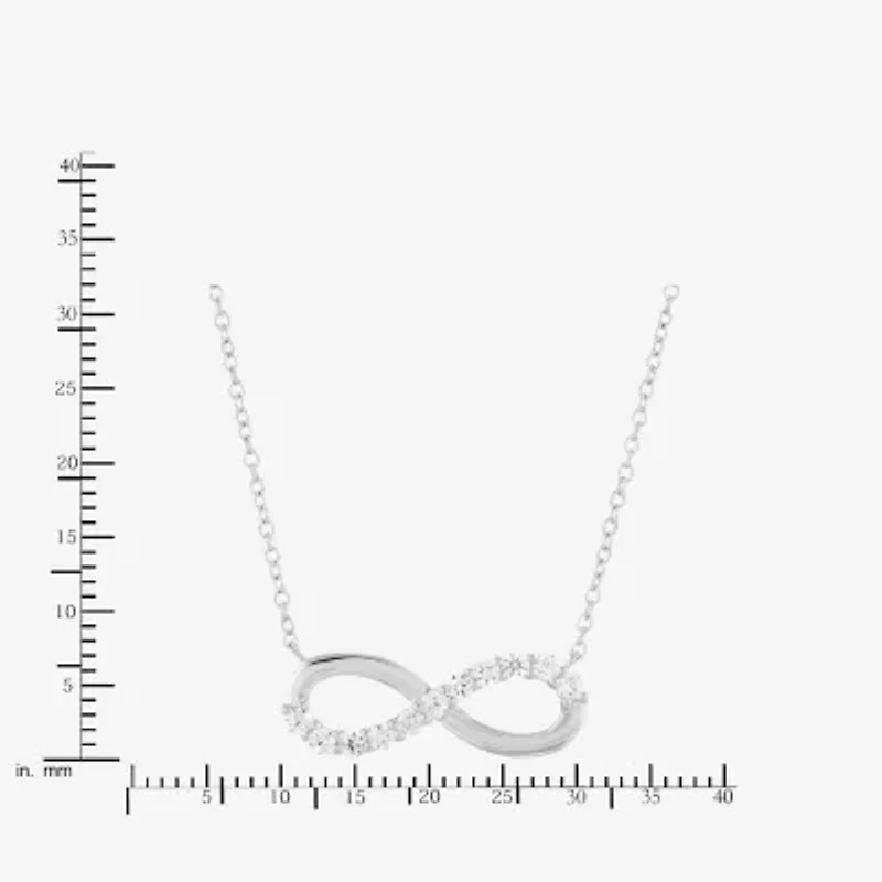 Limited Quantities! Womens Lab Created White Sapphire Sterling Silver Infinity 18 Inch Pendant Necklace