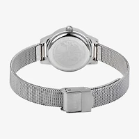 Bering Womens Crystal Silver Tone Mesh Bracelet Watch-11125-000
