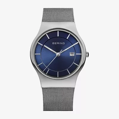Bering Mens Gray Mesh Bracelet Watch-11938-003