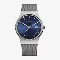Bering Mens Gray Mesh Bracelet Watch-11938-003