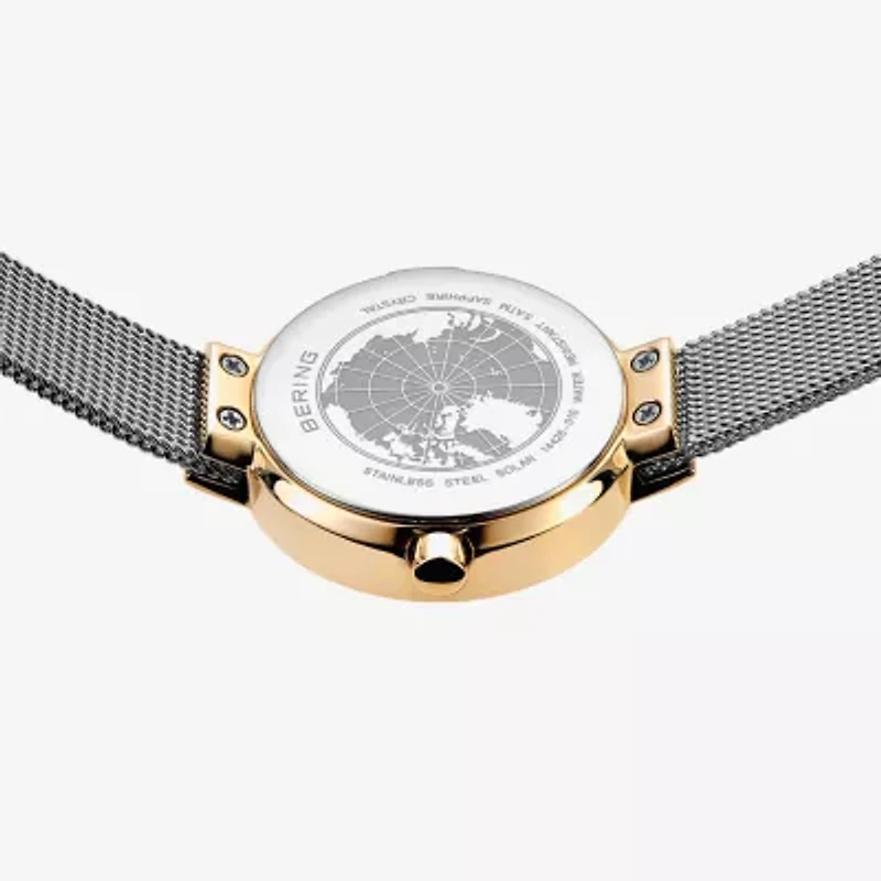 Bering Solar Womens Two Tone Mesh Bracelet Watch-14426-010