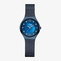 Bering Solar Womens Blue Mesh Bracelet Watch-14427-393