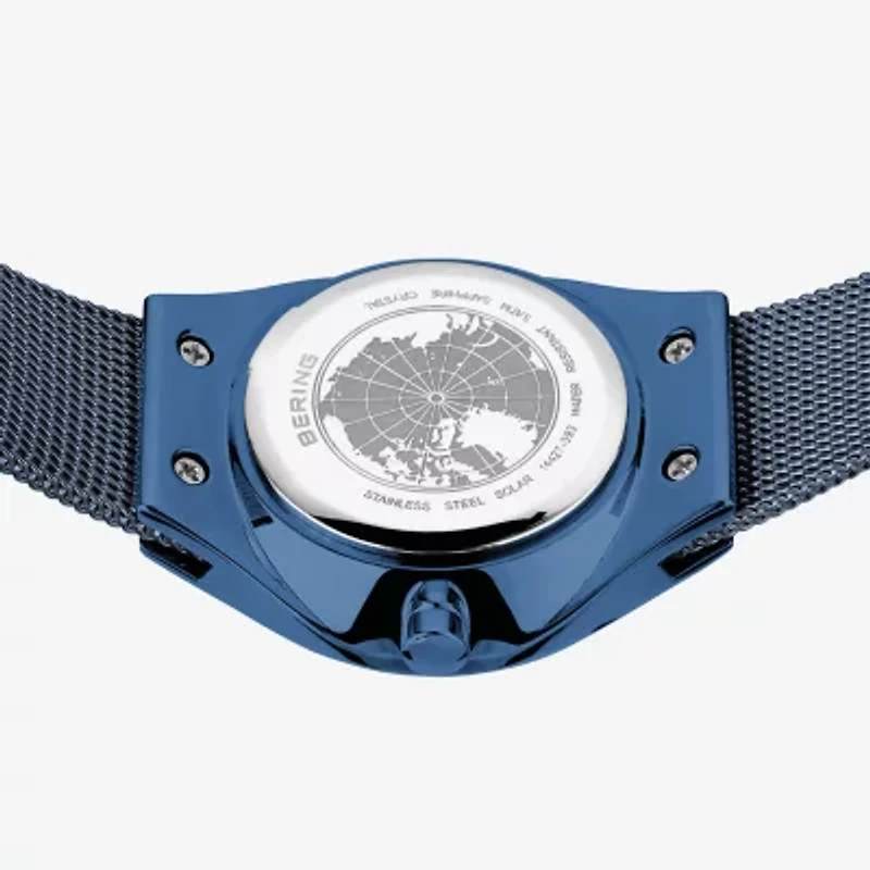 Bering Solar Womens Blue Mesh Bracelet Watch-14427-393