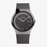 Bering Solar Mens Gray Stainless Steel Bracelet Watch 14640-077