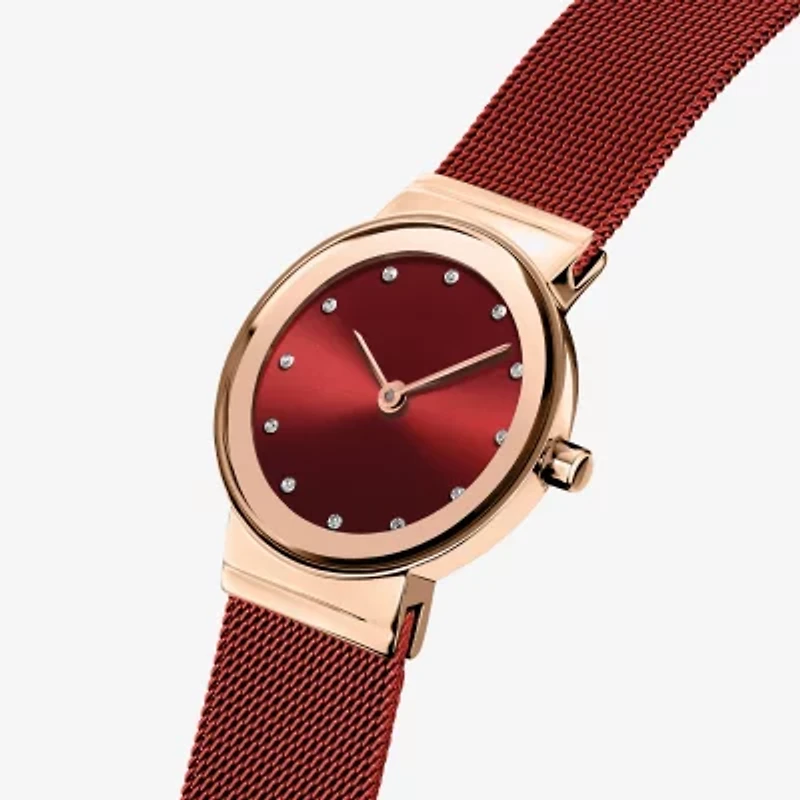 Bering Womens Red Stainless Steel Bracelet Watch 10126-363