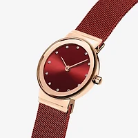 Bering Womens Red Stainless Steel Bracelet Watch 10126-363