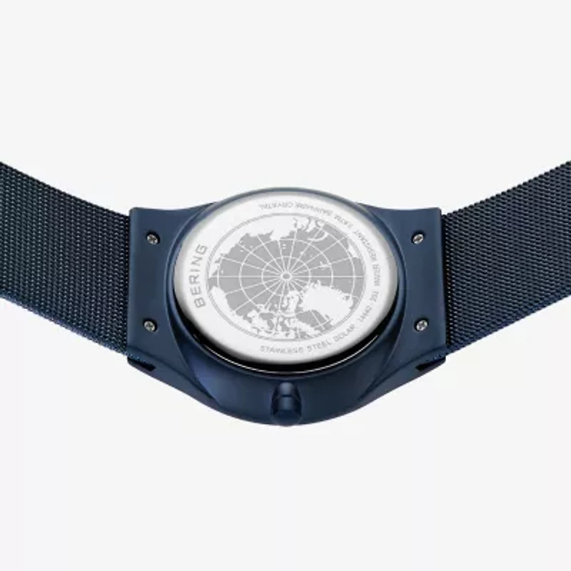 Bering Mens Blue Stainless Steel Bracelet Watch 14440-393