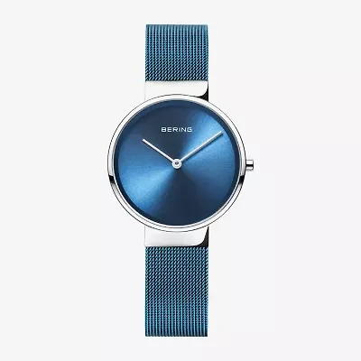Bering Womens Blue Stainless Steel Bracelet Watch 14531-308