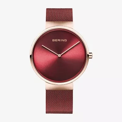Bering Mens Red Stainless Steel Bracelet Watch 14539-363