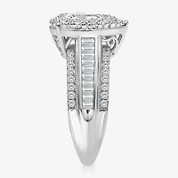 (I / I1) Womens 2 CT. T.W. Lab Grown White Diamond 10K Gold Pear Side Stone Engagement Ring