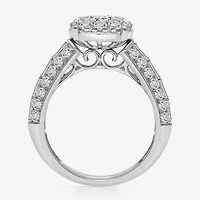 (I / I1) Womens 2 CT. T.W. Lab Grown White Diamond 10K Gold Round Side Stone Engagement Ring