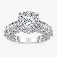 (I / I1) Womens 2 CT. T.W. Lab Grown White Diamond 10K Gold Round Side Stone Engagement Ring