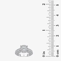 (I / I1) Womens 2 CT. T.W. Lab Grown White Diamond 10K Gold Round Side Stone Engagement Ring