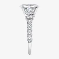 Love Lives Forever (I / I1) Womens 3 1/2 CT. T.W Lab Grown White Diamond 14K Gold Oval Side Stone 3-Stone Engagement Ring