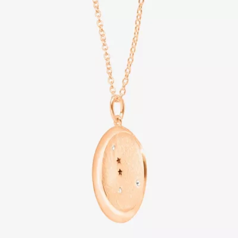 Limited Quantities! Cancer Womens Lab Created White Crystal 14K Rose Gold Over Silver 14K Rose Gold Circle 20 Inch Pendant Necklace
