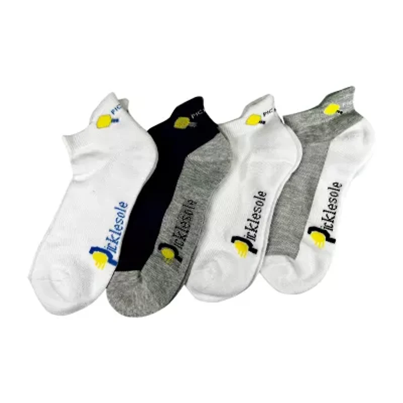 PickleSole Heel Tab Pickleball Gift Set Mens Breathable 4 Pair Low Cut Socks