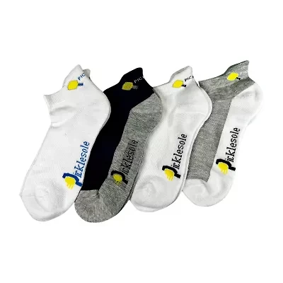 PickleSole Heel Tab Pickleball Gift Set Mens Breathable 4 Pair Low Cut Socks