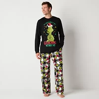 Mens Dr. Seuss Grinch Crew Neck Long Sleeve 2-pc. Matching Family Pajama Sets