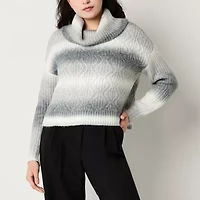 by&by Juniors Womens Cowl Neck Long Sleeve Ombre Pullover Sweater