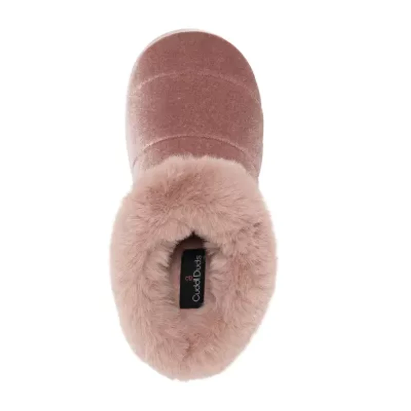 Cuddl Duds Puff Velour Womens Clog Slippers
