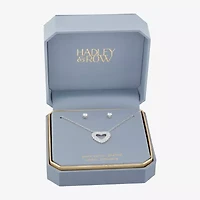 HADLEY & ROW Womens Cubic Zirconia Pure Silver Over Brass Heart 2-pc. Jewelry Set