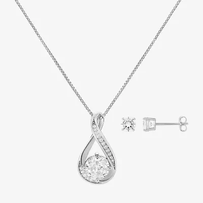 HADLEY & ROW Womens Cubic Zirconia Pure Silver Over Brass Infinity 2-pc. Jewelry Set