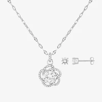 HADLEY & ROW Womens Cubic Zirconia Pure Silver Over Brass 2-pc. Jewelry Set