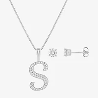 HADLEY & ROW Initial Womens Cubic Zirconia Pure Silver Over Brass 2-pc. Jewelry Set
