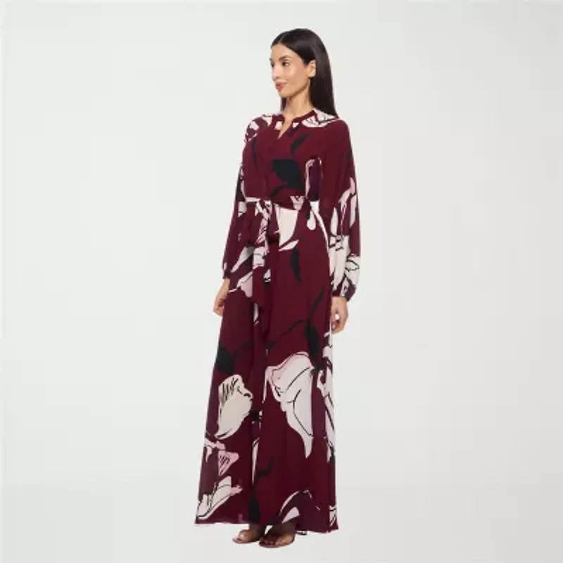 Premier Amour Womens Long Sleeve Floral Maxi Dress