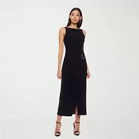 Premier Amour Womens Embellished Sleeveless Midi Sheath Dress