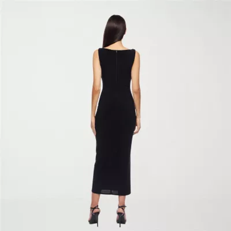 Premier Amour Womens Embellished Sleeveless Midi Sheath Dress