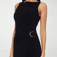 Premier Amour Womens Embellished Sleeveless Midi Sheath Dress