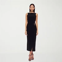 Premier Amour Womens Embellished Sleeveless Midi Sheath Dress