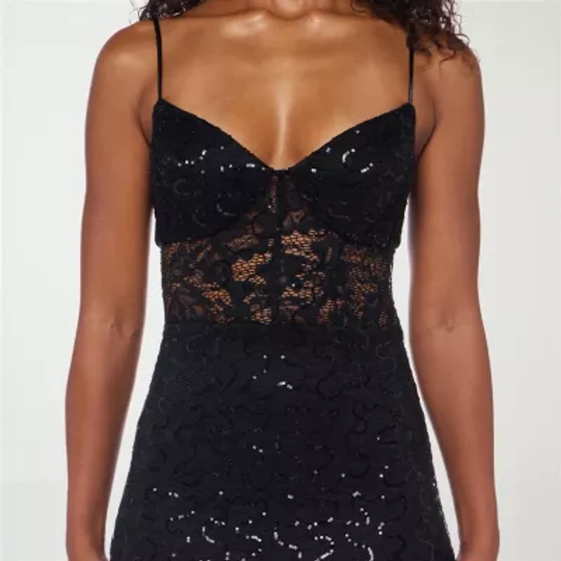 B. Smart Womens Sleeveless Sequin Juniors Bodycon Dress