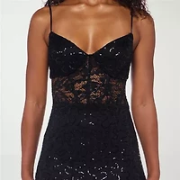 B. Smart Womens Sleeveless Sequin Juniors Bodycon Dress