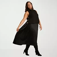 Clover And Sloane Womens Sleeveless Midi Striped Plus Shift Dress