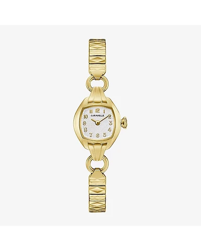 Caravelle Designed By Bulova Womens Gold Tone Stainless Steel Expansion Watch 44l267