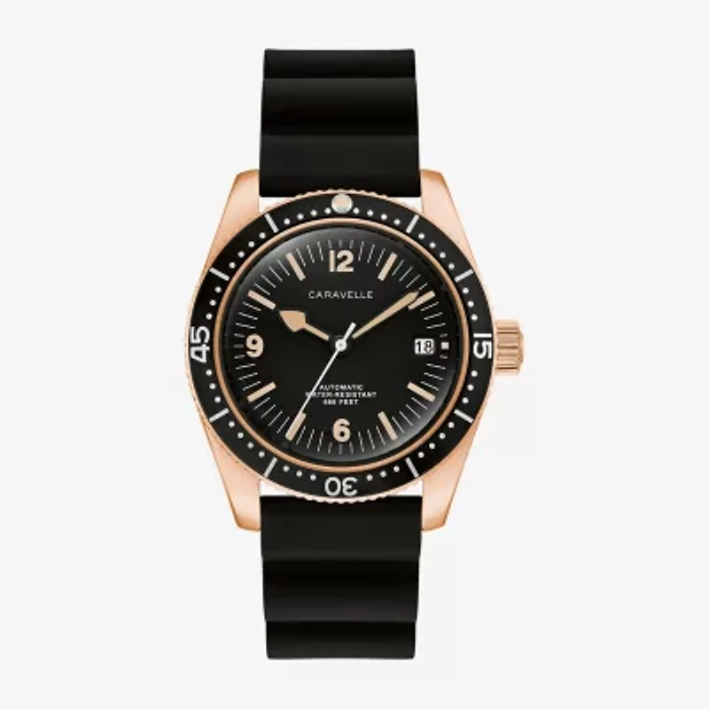 Caravelle Designed By Bulova Mens Black Strap Watch 44b130