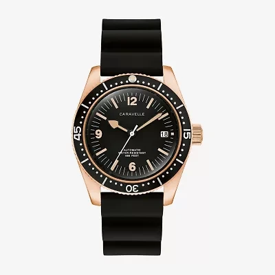 Caravelle Designed By Bulova Mens Black Strap Watch 44b130