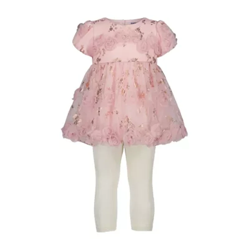 Blueberi Boulevard Baby Girls Short Sleeve Floral Dress Set