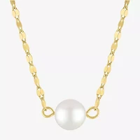 Womens White Cultured Freshwater Pearl 14K Gold Over Silver Round 16 Inch Pendant Necklace